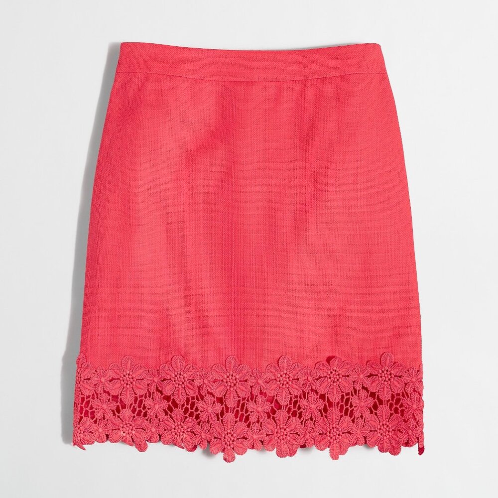 J.Crew Lace Trim Mini Skirt Poppy Women's Size 8